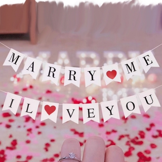 ป้ายแบนเนอร์ Will You Marry Me อุปกรณ์ประกอบฉากงานแต่งงาน