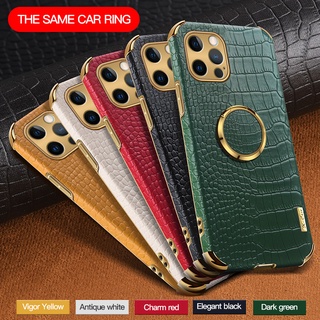 iPhone 6 Plus 6s 7 Plus 8 Plus SE X XS Max XR 11 Pro Max 12 Mini 12 Pro Max Luxury Crocodile Shockproof Soft Ring Leather Phone Case
