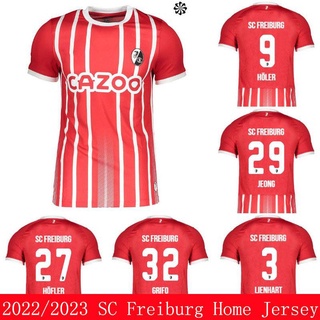 เสื้อกีฬาแขนสั้น ลายทีมชาติฟุตบอล Freiburg FTB 2022-2023 ชุดเหย้า สําหรับผู้ชาย และผู้หญิง