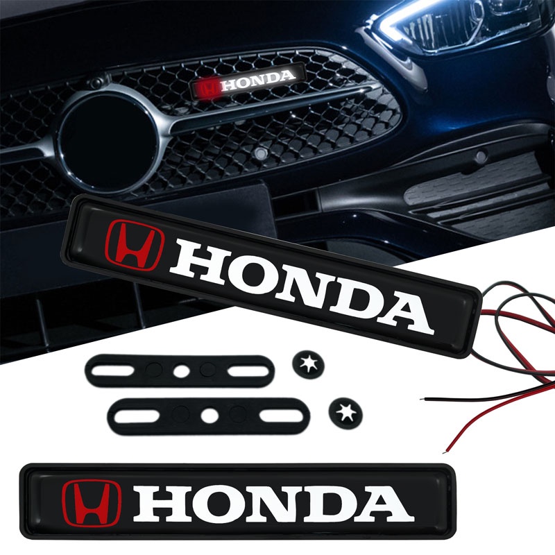 ไฟตกแต่งรถยนต์ LED ด้านหน้า Grille Emblem Badge ตกแต่งสําหรับ Honda City Odyssey CIVIC CRV HRV Legen