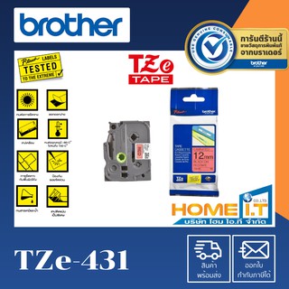 Brother TZE-431 ขนาด 12 mm ของแท้ อักษรสีดำ พื้นแดง เทปพิมพ์ฉลาก