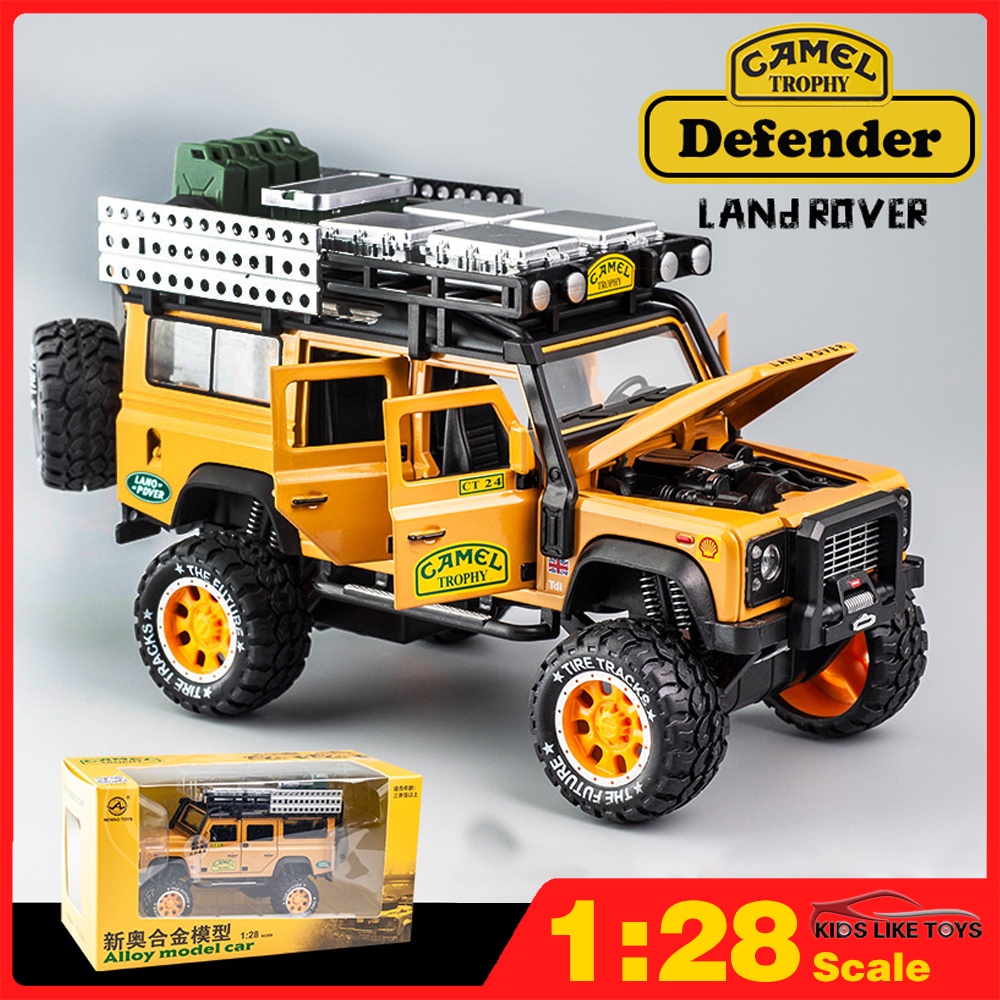 Klt 1:28 Camel Trophy Land Rover Defender โมเดลรถเหล็กรถโลหะผสมของเล่นคอลเลกชันของขวัญสําหรับเด็กเด็กผู้หญิง