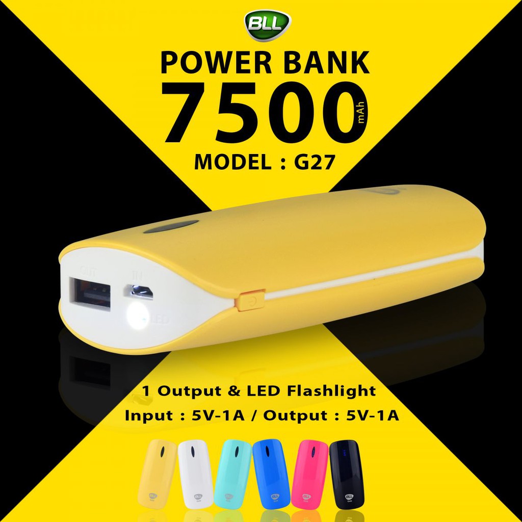 Power Bank 7500 mAh BLL G27 ขนาดเล็กกะทัดรัด พกพาสะดวกมากๆ ของแท้ 100%