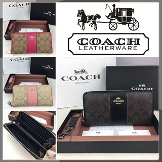 ของแท้ 💯%Coach กระเป๋าสตางค์แฟชั่นสตรี/กระเป๋าสตางค์ยาว/กระเป๋าสตางค์ซิป F52859