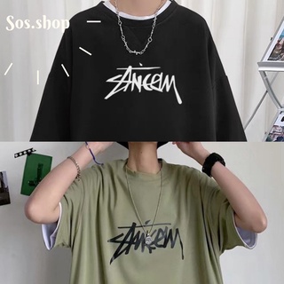 SOSส่งจากไทย 🍀 [M～3XL]⚡️เสื้อยืด ANCEMอักษรคอกลม แขนสั้น แฟชั่นเหมาะกับการพักผ่อน #S77