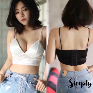 Croset Bra ผ้า satin ตะขอ 8 แถว