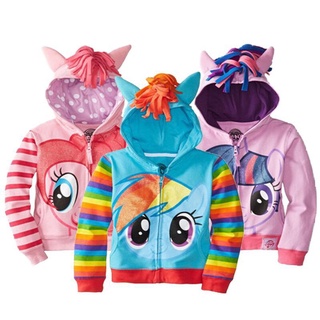 My Little Pony Jacket with Hat Boys Girls Zip-up 3D Hoodie 2 side Sweatshirt Jacket Hooded Child Tops