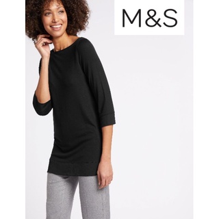 M&amp;S เสื้อแขนสามส่วนเนื้อผ้าระบายอากาศ