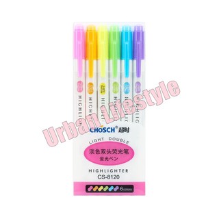 CHoSCH CS-8120 Mild Color Soft Color Highlighter markers ปากกาไฮไลท์ โทนสีพาสเทล ปากกาเน้นข้อความ 2 หัว