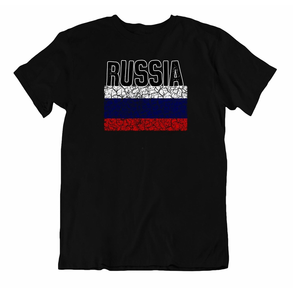 Flag Russia Country ของที่ระลึก Pride Logo Casual Oversize เสื้อยืดใส่สบาย