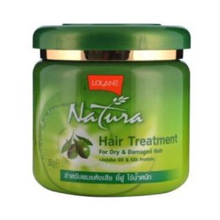 Lolane ครีมหมักผม โลแลน 🍀เนทูร่า สำหรับผมแห้งเสีย 500 กรัม (กระปุกเขียว) natura หมักผม บำรุงผม