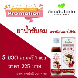 [5 ฟรี 1] ยาน้ำขับลม ตรามิสเตอร์เฮิร์บ  60 มล. อ้วยอัน  อบเชย ธาตุอบเชย  (ยาสามัญประจำบ้าน) พร้อมส่ง