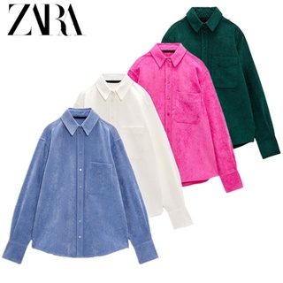 Zara ใหม่ เสื้อเชิ้ตแขนยาว คอปก ทรงหลวม เบาสบาย ฤดูใบไม้ร่วง 4387236