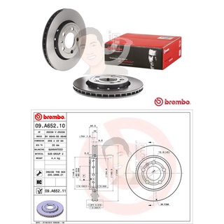 09 A652 11 จานเบรค ล้อ R (ยี่ห้อ BREMBO) รุ่น UV AUDI TT 1.8 ปี1998-2006