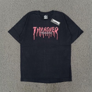 เสื้อยืด แขนสั้น พิมพ์ลายนิตยสาร Thrasher สีดํา พรีเมี่ยม