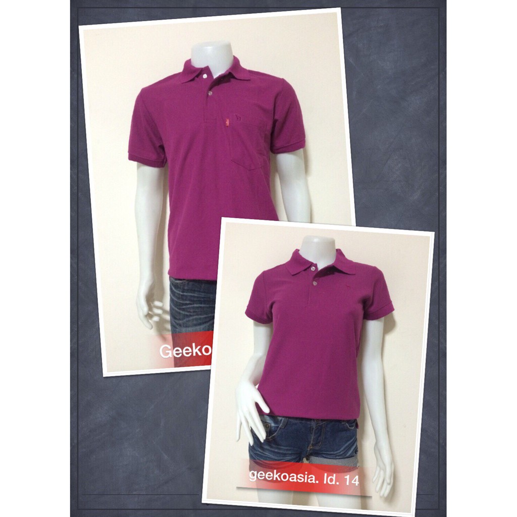 เสื้อโปโลชายและหญิง สีม่วงมะปราง 14 (ตรากวางแท้ ) By Geeko