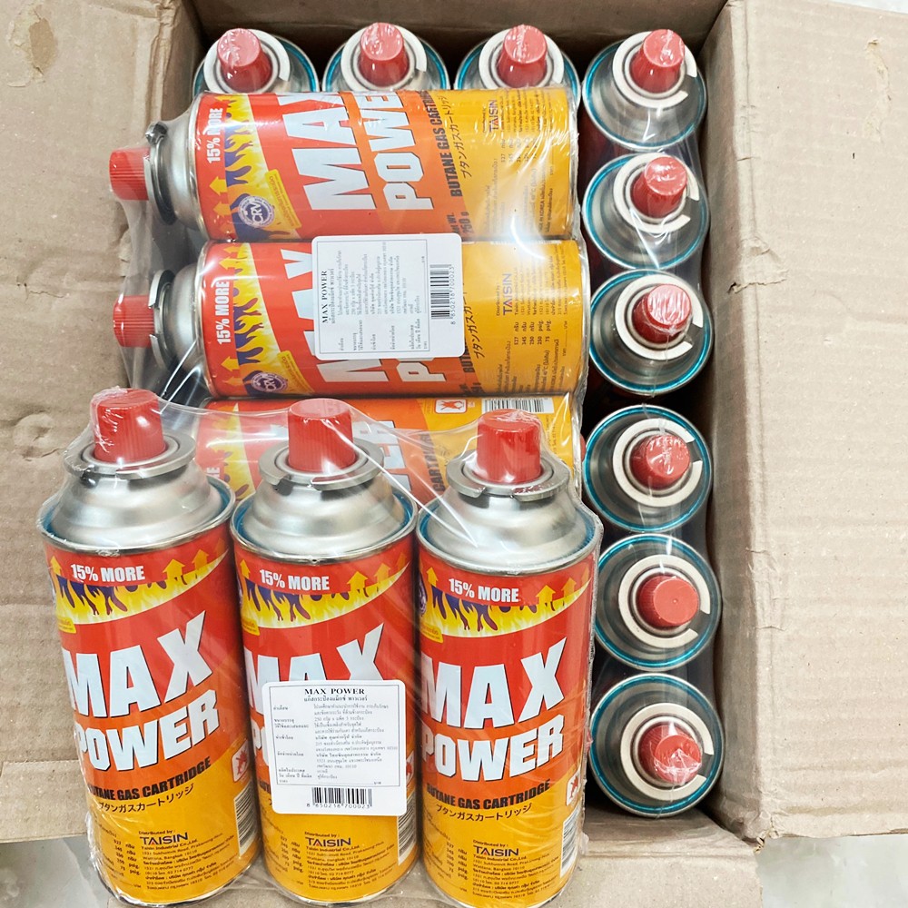 แก๊ส MAX POWER แก๊สกระป๋อง ยกลัง (24 กระป๋อง) แก๊สกระป๋อง การันตีระบบความปลอดภัย ของแท้จากประเทศเกาหลี