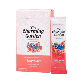 Jelly Fiber  เจลลี่ไฟเบอร์ ดีท็อกแท้ พร้อมส่ง 1กล่อง มี 5ซอง  Jelly Fiber  The charming Garden แบบ (ชง) กินง่าย ไม่จกตา