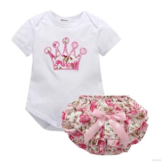 ชุดรอมเปอร์ Terno Princess Onesie สีชมพู สําหรับเด็กผู้หญิง 0-18 เดือน 2 ชิ้น ต่อชุด