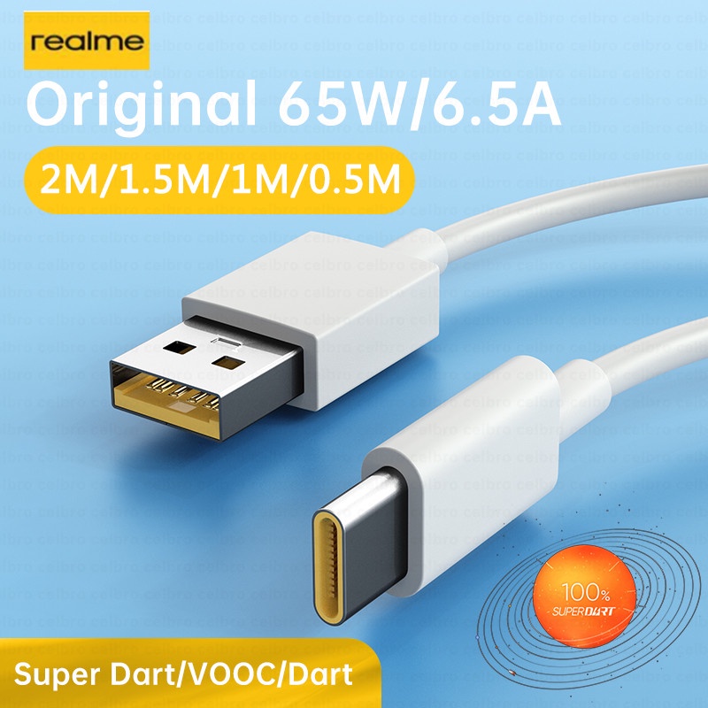 6.5a Super Dart VOOC ของแท้ 65W สายชาร์จ Type-C USB C ชาร์จเร็ว สําหรับ Realme GT 2 9 Pro 8 7 X50 OPPO Find X2 Reno 3 30W