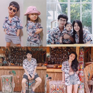 เสื้อฮาวายญี่ปุ่น ผ้าเรยอน เสื้อครอบครัว Rayon Hawaiian Shirts (คลื่นนกกะเรียน)