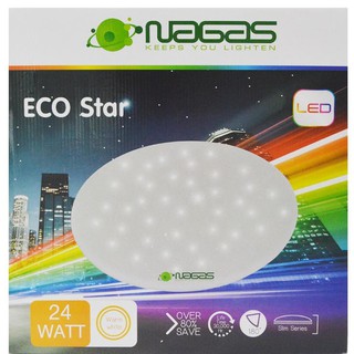 ไฟเพดาน LED NAGAS ECO STAR 24 วัตต์ WARMWHITE 16 นิ้ว สีขาว โคมไฟ LED ชุดสำเร็จ ประหยัดไฟ ให้ความสว่างมาก อายุการใช้งาน