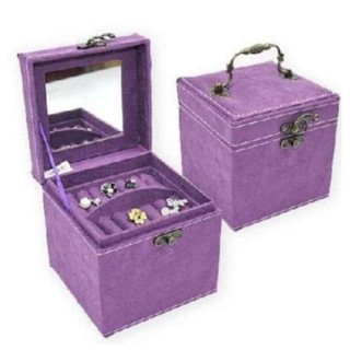 กล่องใส่เครื่องประดับ ด้านใน 3 ชั้น กำมะหยี่ (สีชมพู,ม่วง,แดง) jewelry box