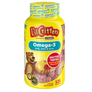 บำรุงสมอง บำรุงสายตา หมดอายุปี24 120 กัมมี่ วิตามินเด็ก มีโอเมก้า 3 ยี่ห้อ L’il Critters Omega-3 DHA,