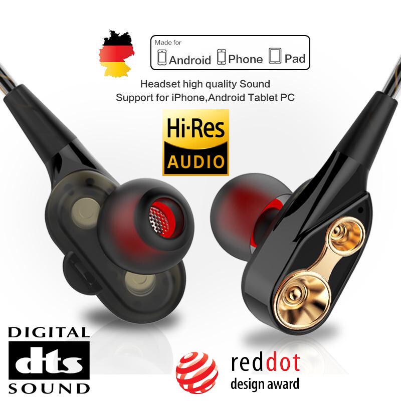 หูฟัง 9D HiFi Bass พร้อมไมโครโฟน การควบคุมสายไฟ หูฟังแบบมีสาย ชุดหูฟังพกพา 3.5 มม