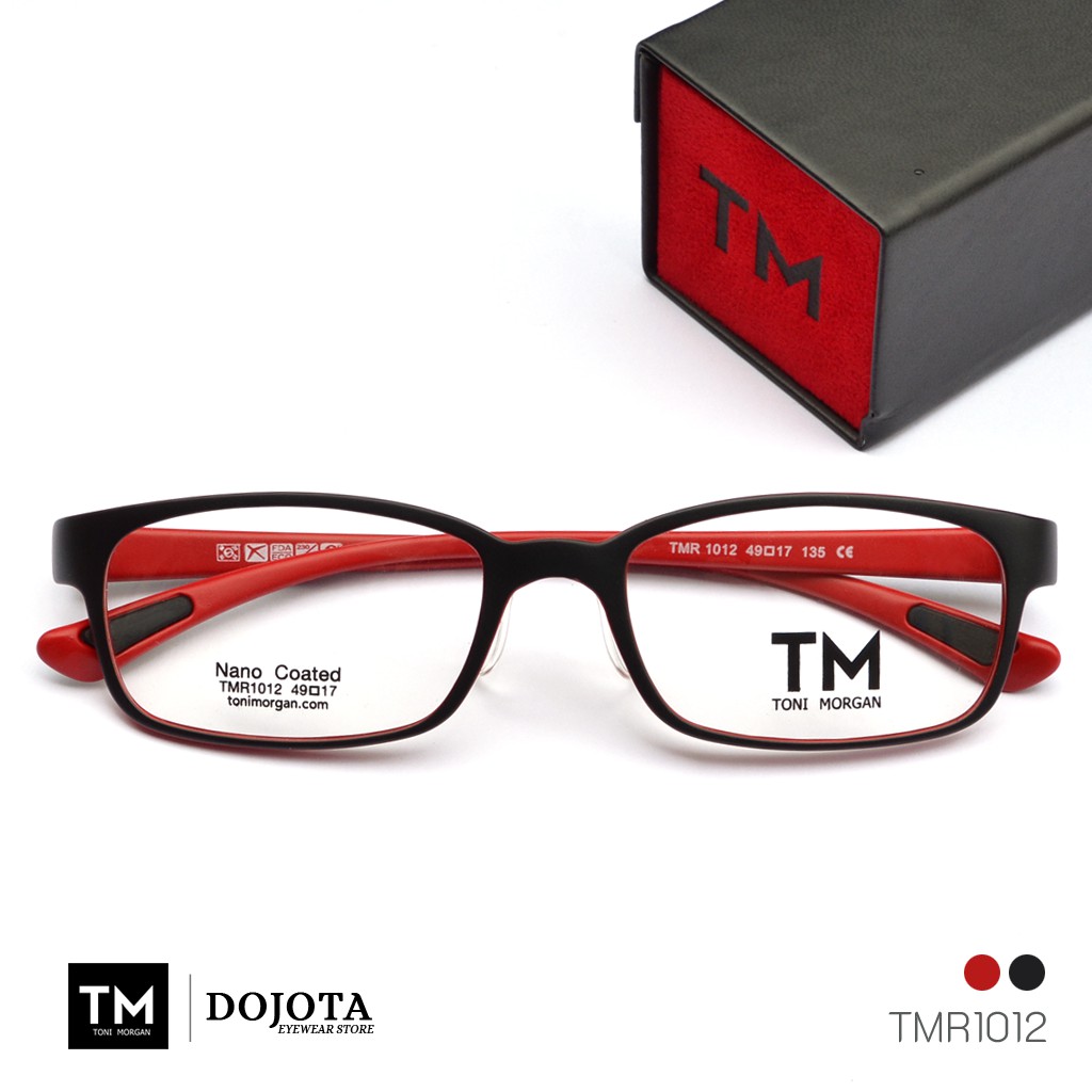 กรอบแว่นทรงเล็ก Toni Morgan รุ่น TMR 1012 สีดำ/แดง น้ำหนักเบา ยืดหยุ่นได้ เหมาะกับรูปหน้าขนาดเล็ก