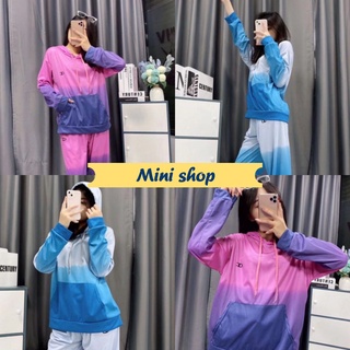 Mini shop🌸พร้อมส่ง🌸 (DX-PurpleBlue) ชุดเซ็ท เสื้อแขนยาวมีฮู้ด+กางเกงขายาว สีสวยมาก 10