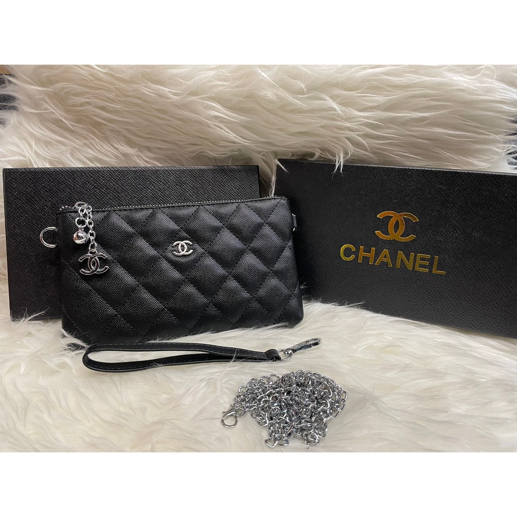 กระเป๋า Chanel wallet กระเป๋าสตางค์หนังคาเวียร์ สามารถใส่มือถือได้ กระเป๋าถือ สะพายข้าง แฟชั่นเกรดพรีเมียม
