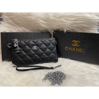 กระเป๋า Chanel wallet กระเป๋าสตางค์หนังคาเวียร์ สามารถใส่มือถือได้ กระเป๋าสะพายข้าง กระเป๋าถือ กระเป๋าแฟชั่นเกรดพรีเมียม