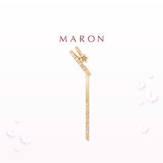 MARON - Feo Stars Orbit Line Earcuff ชุบสี Beige Gold ต่างหูหนีบ พลอยเพทายสีขาว เงินแท้925