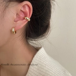 ชุดเครื่องประดับ ต่างหูห่วงทอง 14k แบบไม่เจาะ สําหรับผู้หญิง