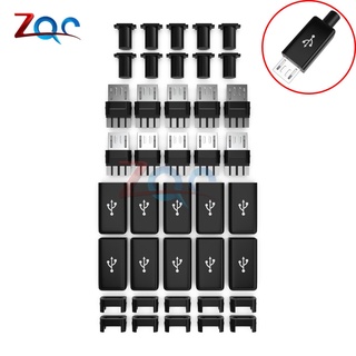 ชุดปลั๊กเชื่อมต่อ Micro USB ตัวผู้ พร้อมฝาครอบ สีดํา DIY 10 ชุด