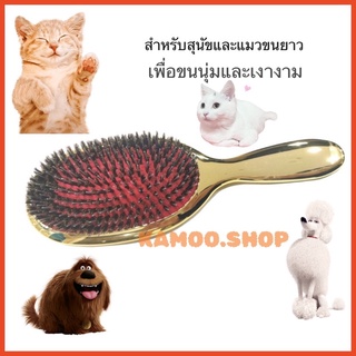 bour bristle brush for pet long coat Size 22.5cm.หวีสุนัข หวีแมว แปรงขนหมู สำหรับสำหรับสุนัขขนยาว