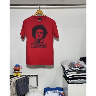 เสื้อยืดผ้าฝ้ายพิมพ์ลายแฟชั่นเสื้อวงมือสอง VINTAGE 00s BOB MARLEY &amp; THE WAILERS Size S-M มือ2