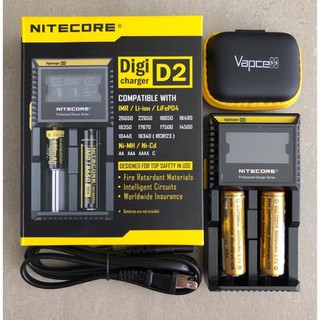 ชุดของแท้100%เครื่องชาร์จ Nitecore D2+ถ่านชาร์จVapcell 18650 3600mAh 35A 2ก้อน