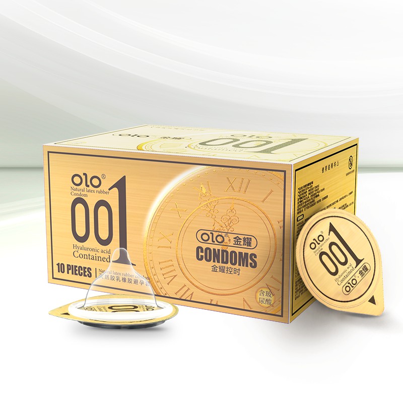 ถุงยางอนามัย Olo มีให้เลือก 8 สี (10 ชิ้น / 1 กล่อง) ขนาดบางเฉียบ 0.01 มม. ** ไม่ได้ระบุชื่อผลิตภัณฑ์ในหีบห่อ **