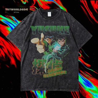 เสื้อยืดผ้าฝ้าย เสื้อยืดแขนสั้น ขนาดใหญ่ พิมพ์ลาย YUSUKE SPIRIT DETECTIVE VINTAGE