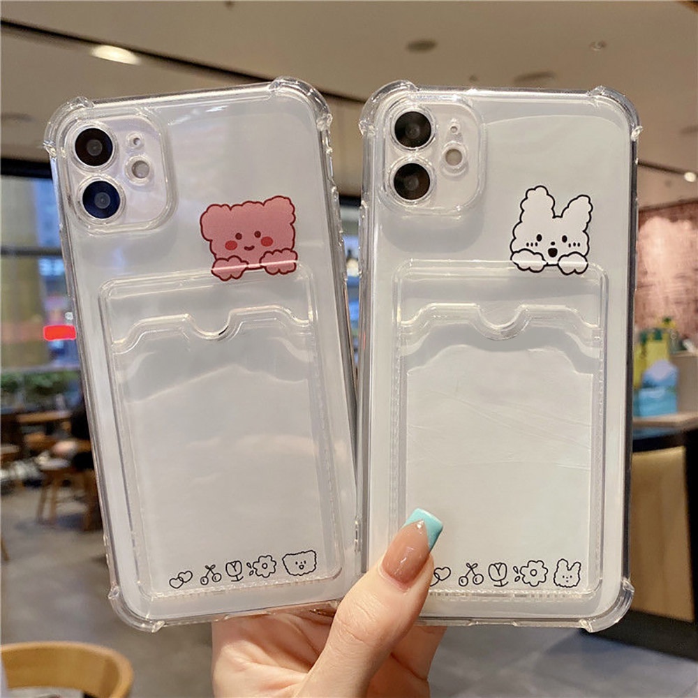 TPU ผู้ถือบัตรเคสมือถือ For Iphone 14 Pro Max 17 Air 15 13 11 12 8 7 Plus X Xs XR SE 2022 12Pro 13pro Silicon เคส