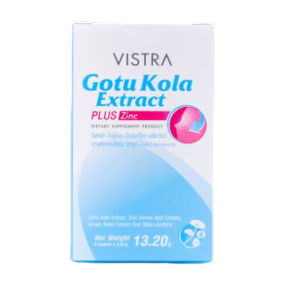 VISTRA GOTU KOLA EXTRACT PLUS ZINC 1 กล่อง 6 ซอง (BOX-6*4CAPS) 13.20 กรัม