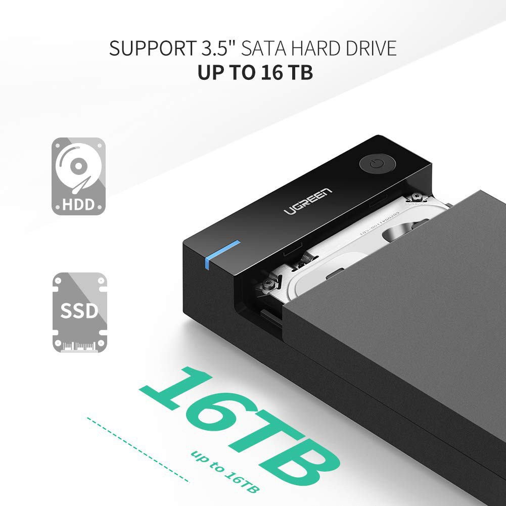 UGREEN รุ่น 50423 กล่องใส่ฮาร์ดดิส External Hard Drive 3.5" USB 3.0 to SATA BOX Hard Disk Case ใช้กับ Com