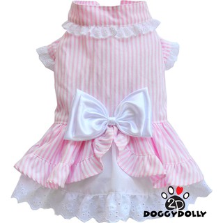 Pet clothes -Doggydolly  เสื้อผ้าแฟชั่น เสื้อผ้าสัตว์เลี้ยง ชุดน้องหมาน้องแมว ชุดกระโปรง สีชมพู D437