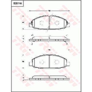 ผ้าดิสเบรคหน้า NISSAN URVAN E25 2000-2012 NV350 E26 2012- GDB7744 TRW