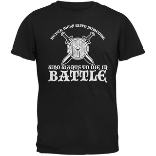 เสื้อยืดลําลอง ผ้าฝ้าย พิมพ์ลาย Die In Battle สีดํา