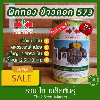 ฟักทอง ลายข้าวตอก 573 F1 เมล็ดพันธุ์ ฟักทอง ลูกผสม ตราศรแดง บรรจุ 100 กรัม