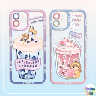 เคสโทรศัพท์มือถือนิ่ม ป้องกันเลนส์ ลายชาพีช บลูเบอร์รี่ สําหรับ VIVO V23E V23 V21E V21 4G 5G V20 V15 S1 Z1 X50 X60 Pro V9 Youth Y33S Y21S Y21 Y52 Y72 5G Y53S Y51 Y51A Y31 2021