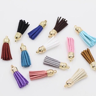 Leather tassel พู่หนังสีพาสเทลฝาครอบสีทอง